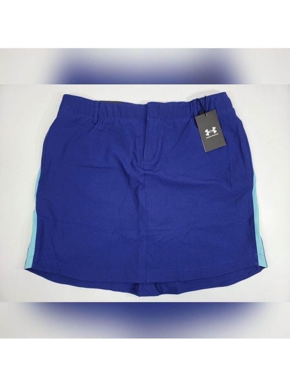 NEW UNDER ARMOUR Women's 12 UA Links Woven Golf Skort Two Tone Blue Stripe NWT